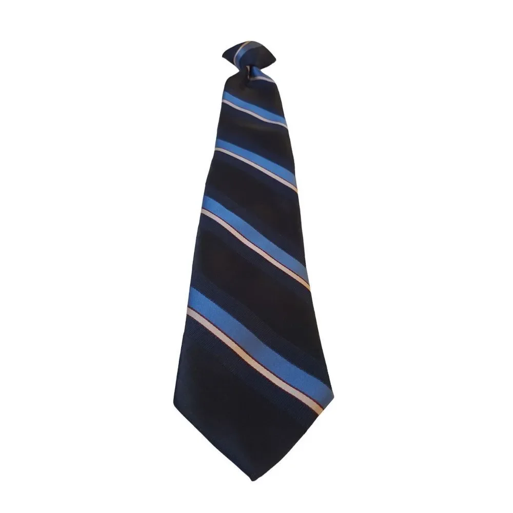 Vintage SEARS MENS STORE - 70s-80s Blue Red White Striped Clip-on Neck Tie